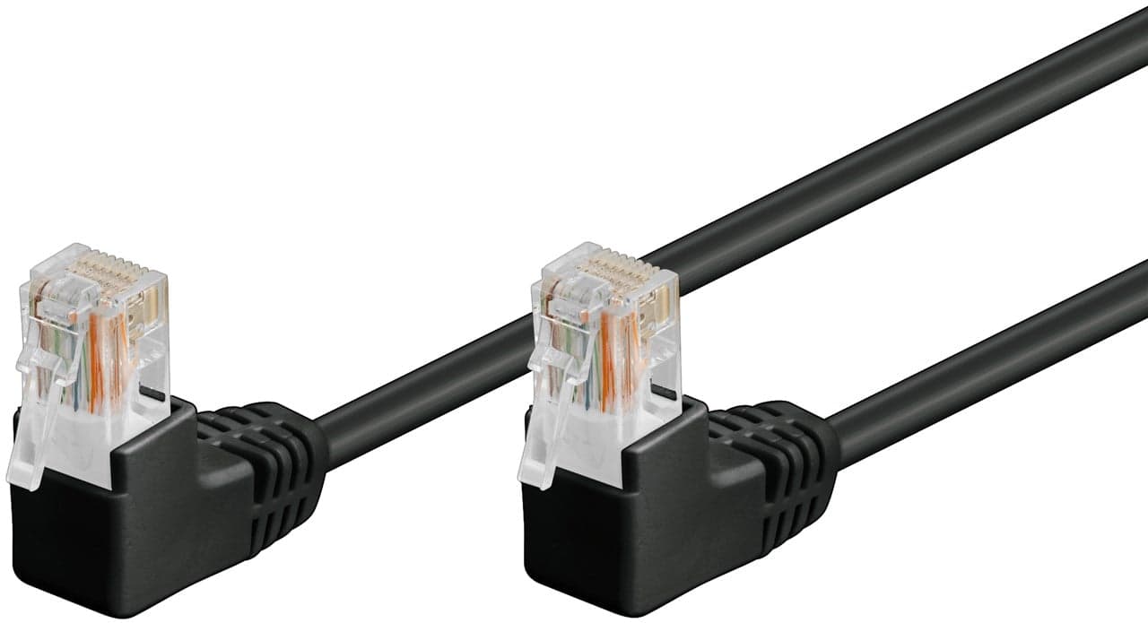 Cavo di rete Patch Angolato 90° CCA Cat5e Nero UTP 1m - Goobay ICOC U5EB-010-BKA