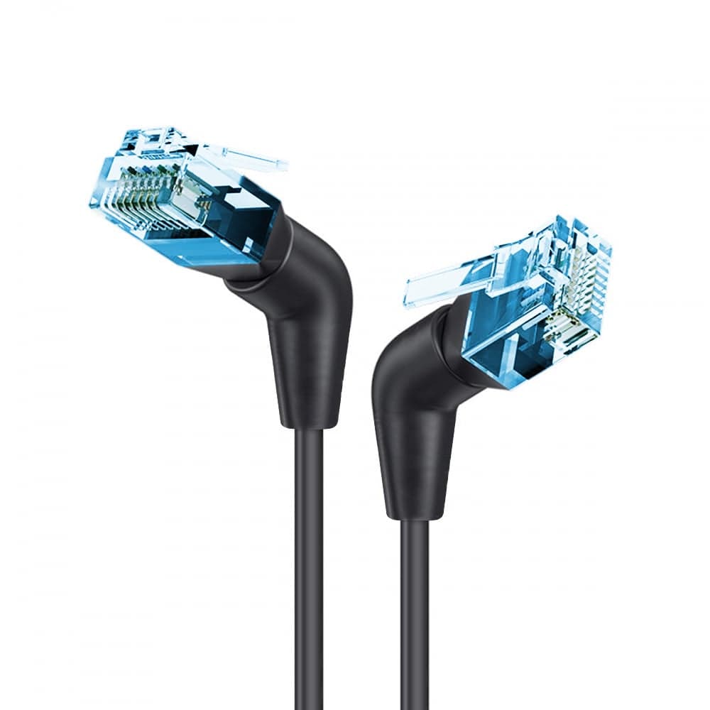 Cavo di rete Patch Slim Angolato 90° Rame TPE Cat6A Nero UTP 0,5m - Techly Professional ICOC U6A-TPE36-005B