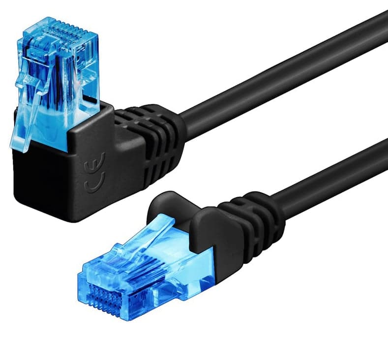 Cavo di rete patch Cat6A UTP 5m connettore angolato 90° CCA - Goobay ICOC U6AU-050-BKL