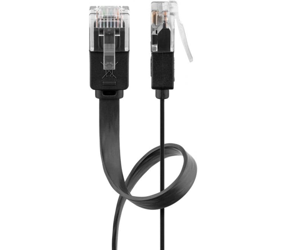 Cavo di rete Patch piatto in Rame Cat6 Nero UTP 15m - Goobay ICOC U6EB-FL-150BK