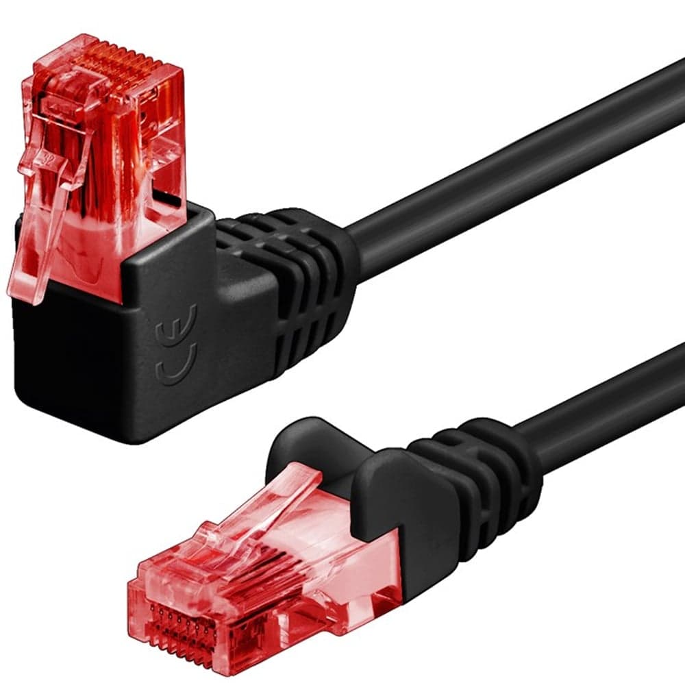 Cavo di rete patch connettore angolato 90° CCA Cat6 UTP 1m nero - Goobay ICOC U6U-010-BKL