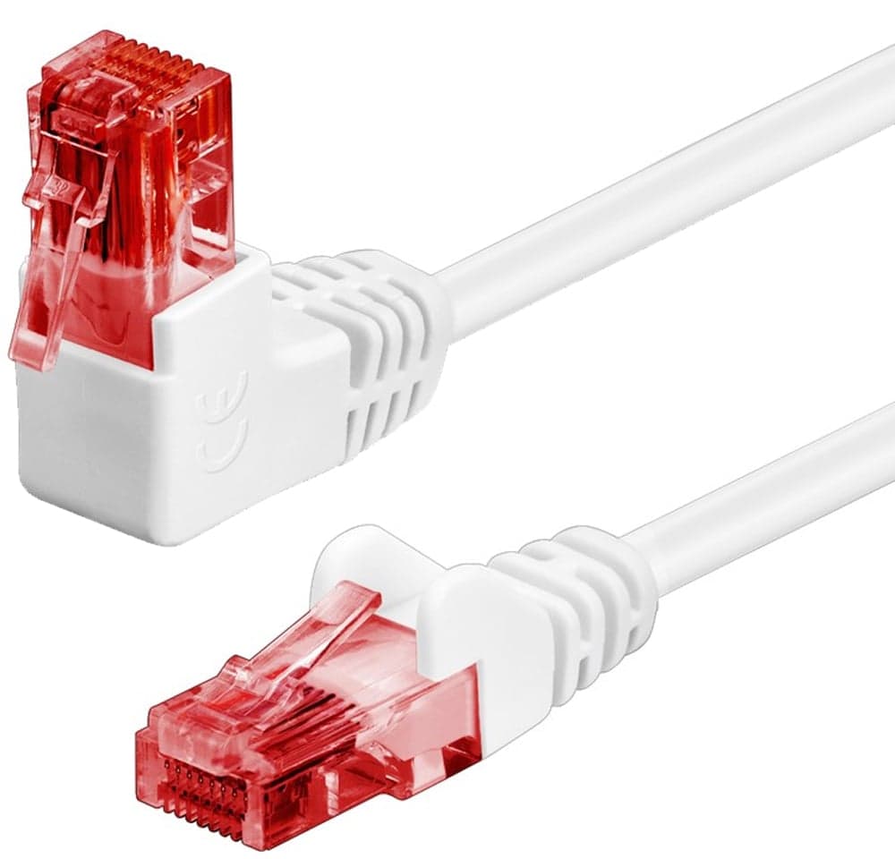 Cavo di rete patch connettore angolato 90° CCA Cat6 UTP 1m bianco - Goobay ICOC U6U-010-WHL