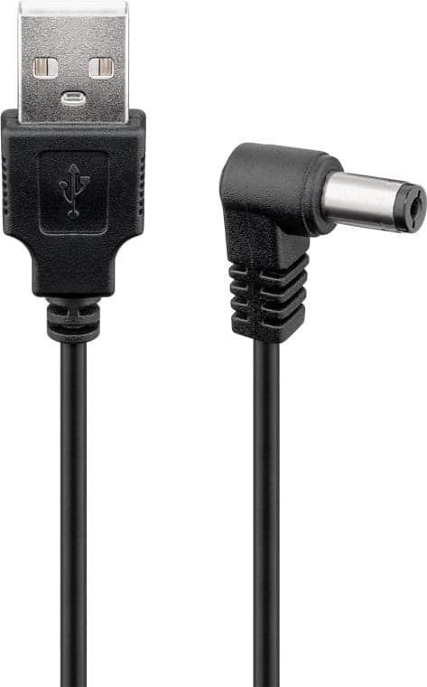 Cavo USB 2.0 A Maschio a DC 5,5x2,1mm Maschio Angolato 0,5m Nero - Goobay ICOC USB-DC5521A-05