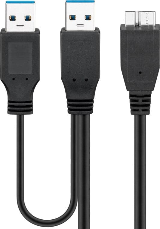 Cavo USB 3.2 SuperSpeed Y 2x A M / Micro B M 0,3m Nero - Goobay ICOC USB3-PW1