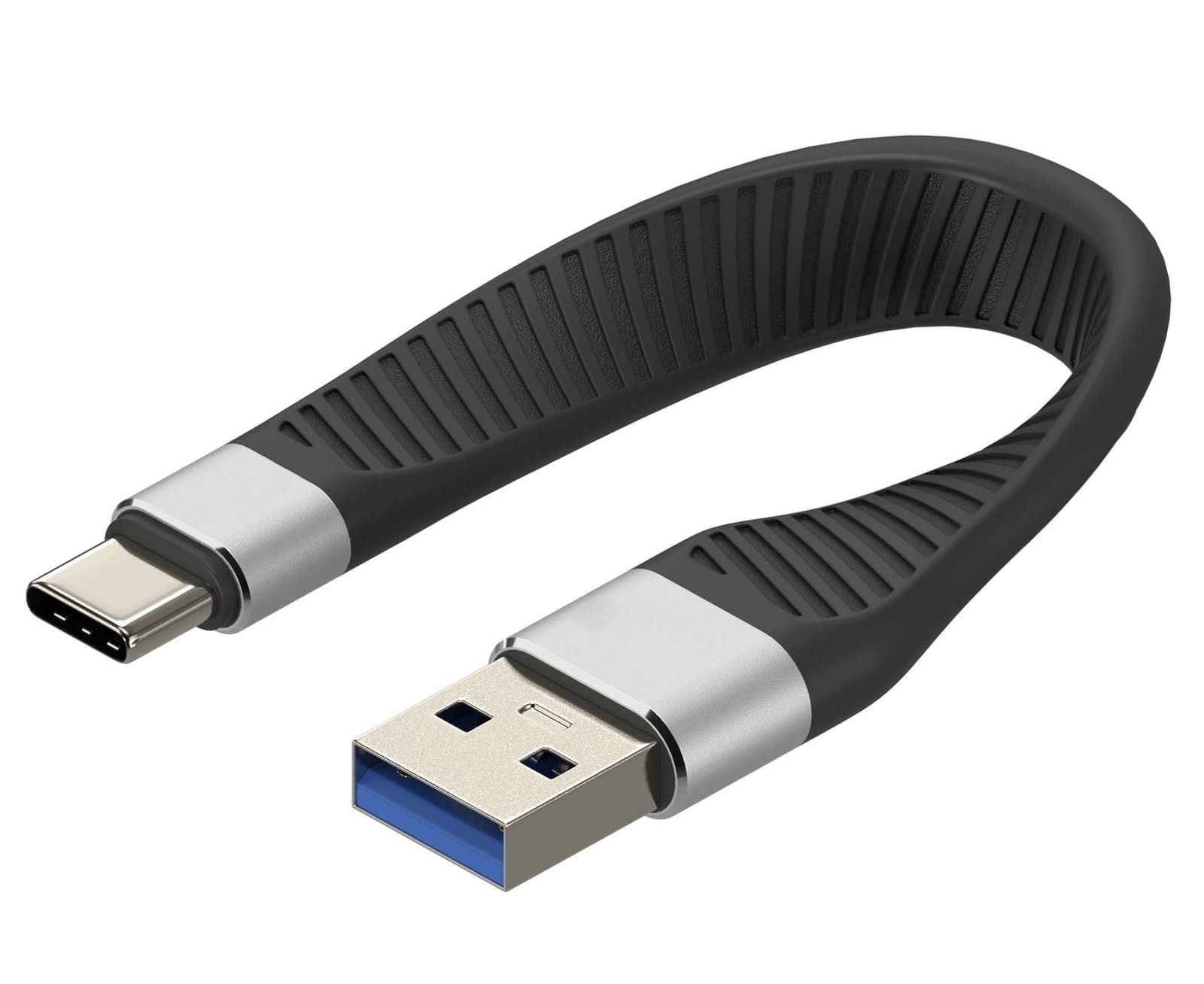 Cavo Corto Piatto USB-C Maschio a USB-A Maschio Ricarica Rapida FPC 12 cm - Techly ICOC USBC-FL-U322