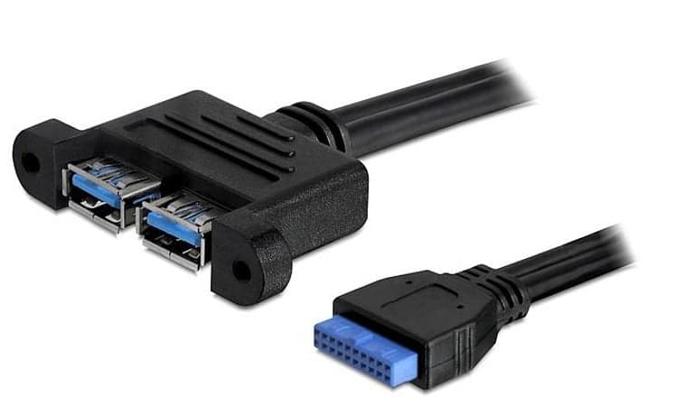 Cavo Interno USB 3.2 19 pin Femmina / 2x USB A Femmina da Pannello - Delock ICOC USBH-302U3F