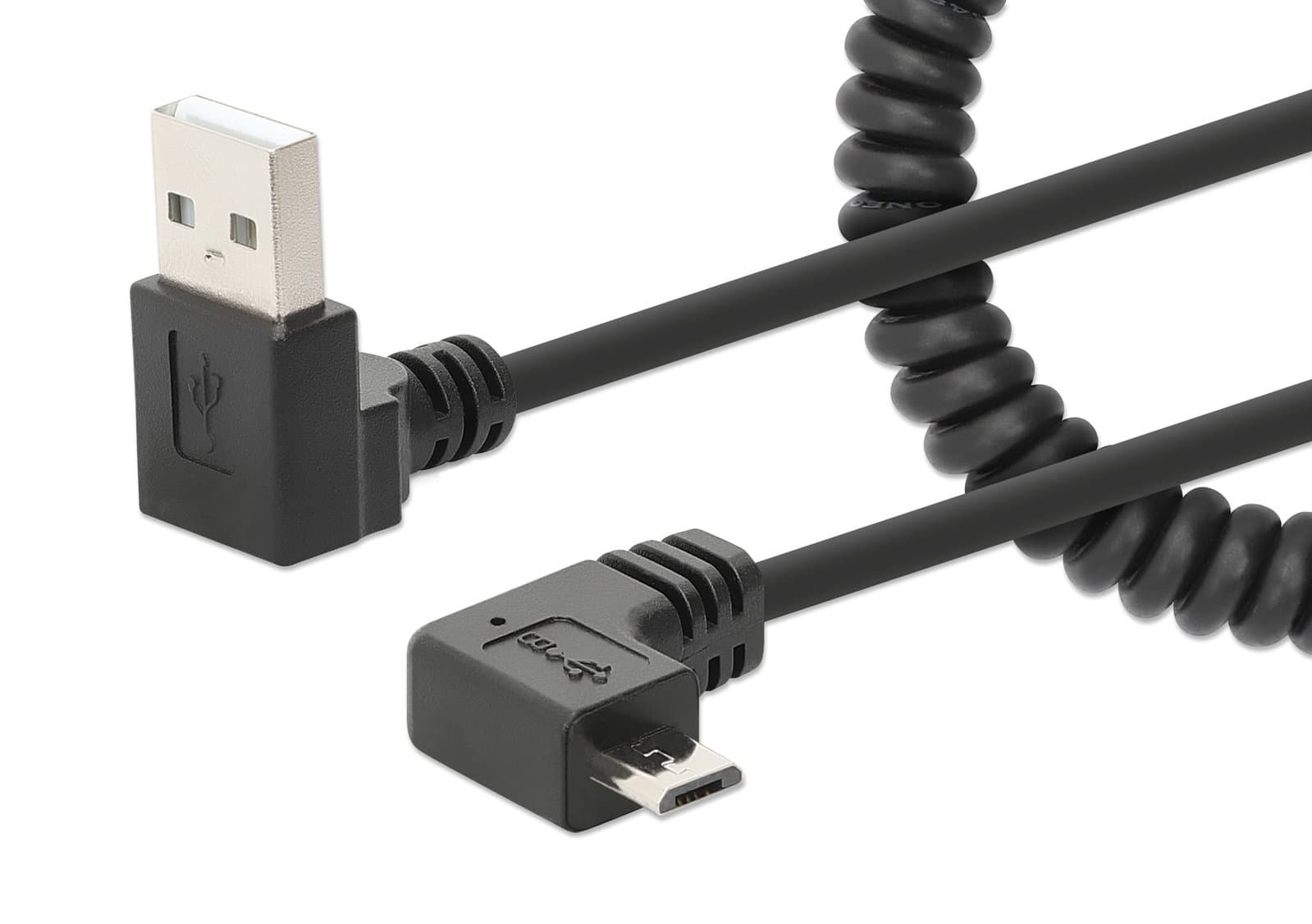 Cavo di Ricarica USB-A a Micro-USB 1m Spiralato Nero - Manhattan ICOC-USB-CHAM-SP