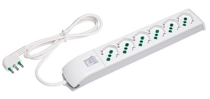 Multipresa 6 Posti Italiana Bipasso/Schuko Bianco - FME ICPS006F