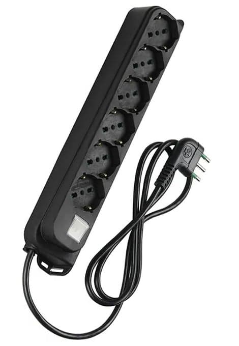 Multipresa 6 posti Schuko con interruttore cavo 1,5m nero - FME ICPS4043B