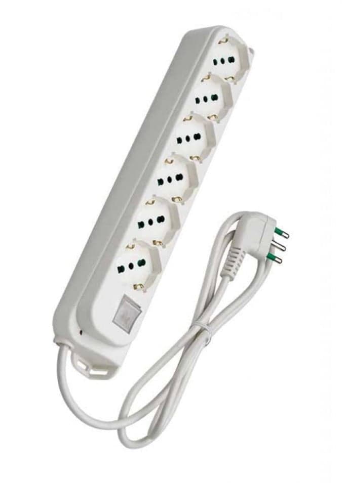 Multipresa 6 posti Schuko con interruttore cavo 1,5m bianco - FME ICPS4043W