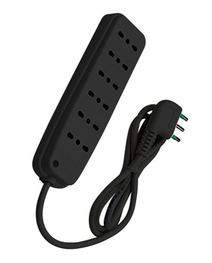 Multipresa 6 posti con spina italiana angolata nero - FME ICPS4046B