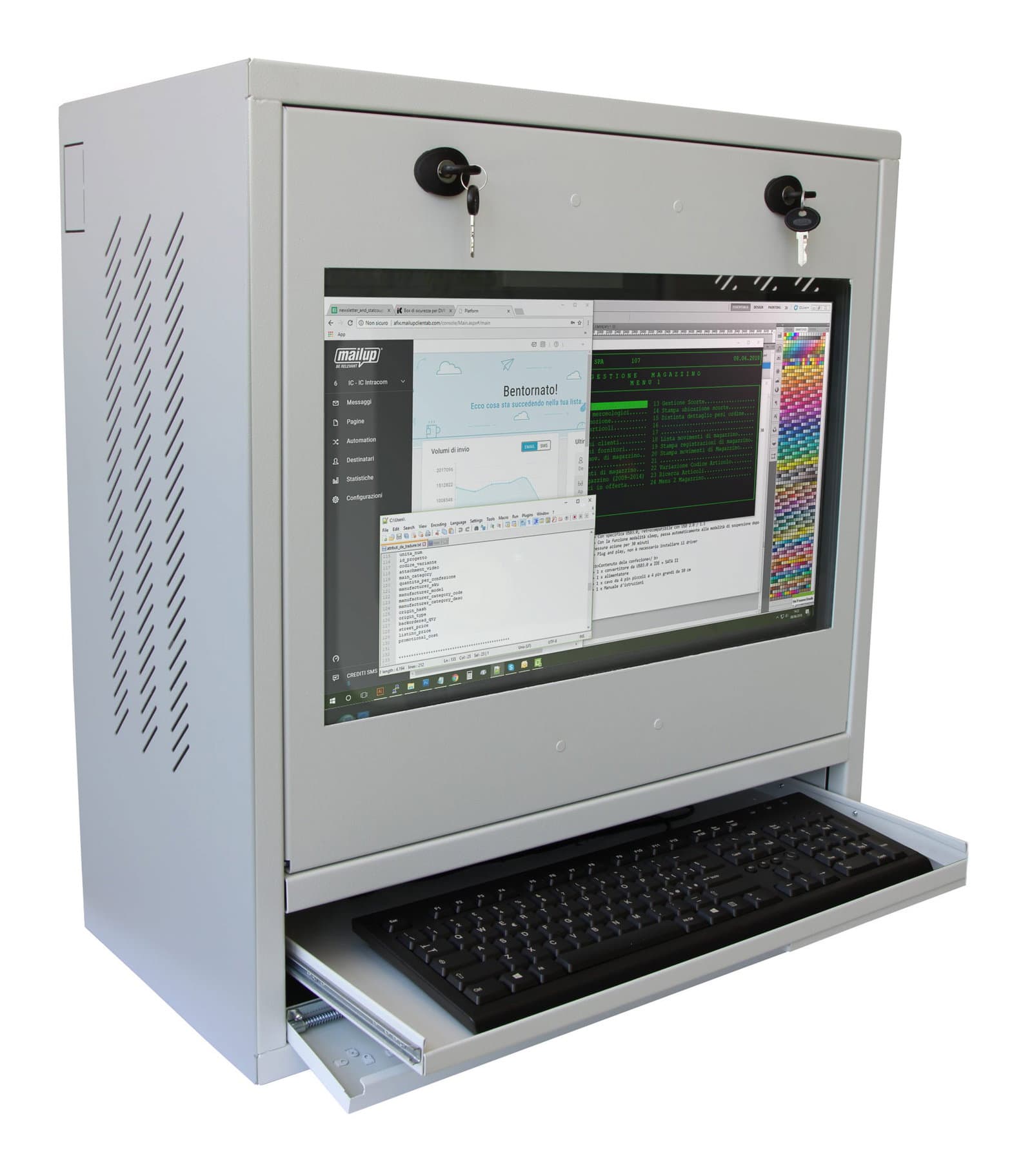 Armadio di sicurezza per PC, monitor LCD e tastiera Grigio - Techly Professional ICRLIM10
