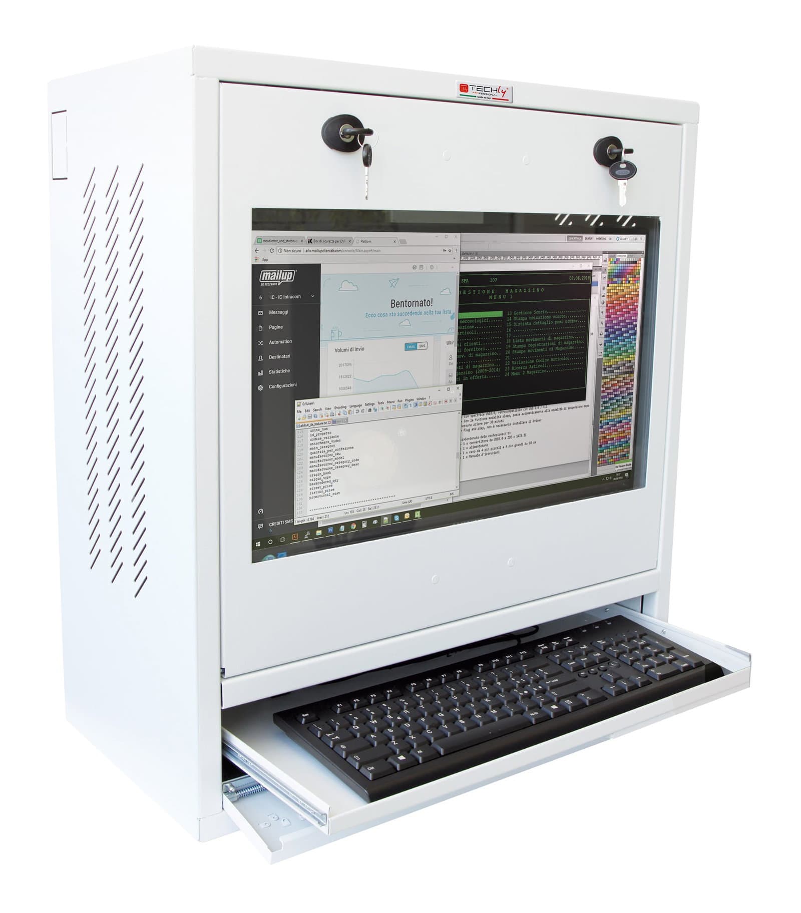 Armadio di sicurezza per PC, monitor LCD e tastiera Bianco - Techly Professional ICRLIM10W