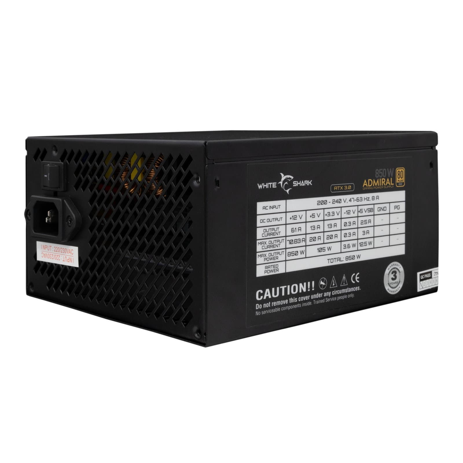 Alimentatore per PC ATX 850 Watt - White Shark ICSB-ADMIRAL
