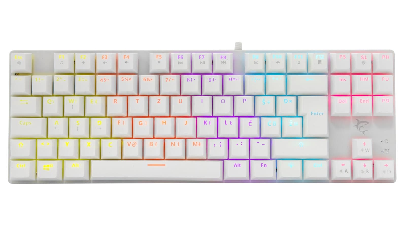 Tastiera Gaming Meccanica USB Retroilluminazione LED RGB 87 Tasti Bianco - White Shark ICSB-COMMANDOS-US-WH