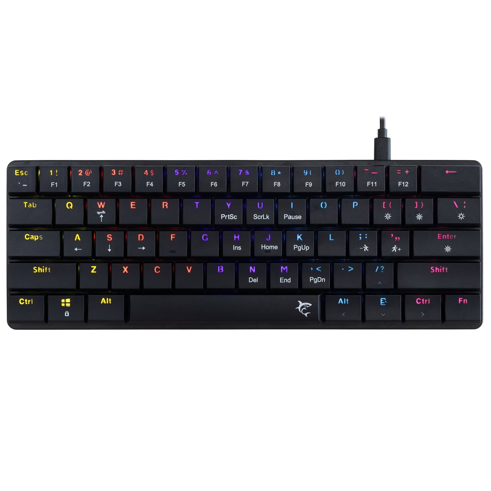 Tastiera Gaming USB-C 62 Tasti con Retroilluminazione LED RGB e 19 Effetti Luce - White Shark ICSB-GK006111