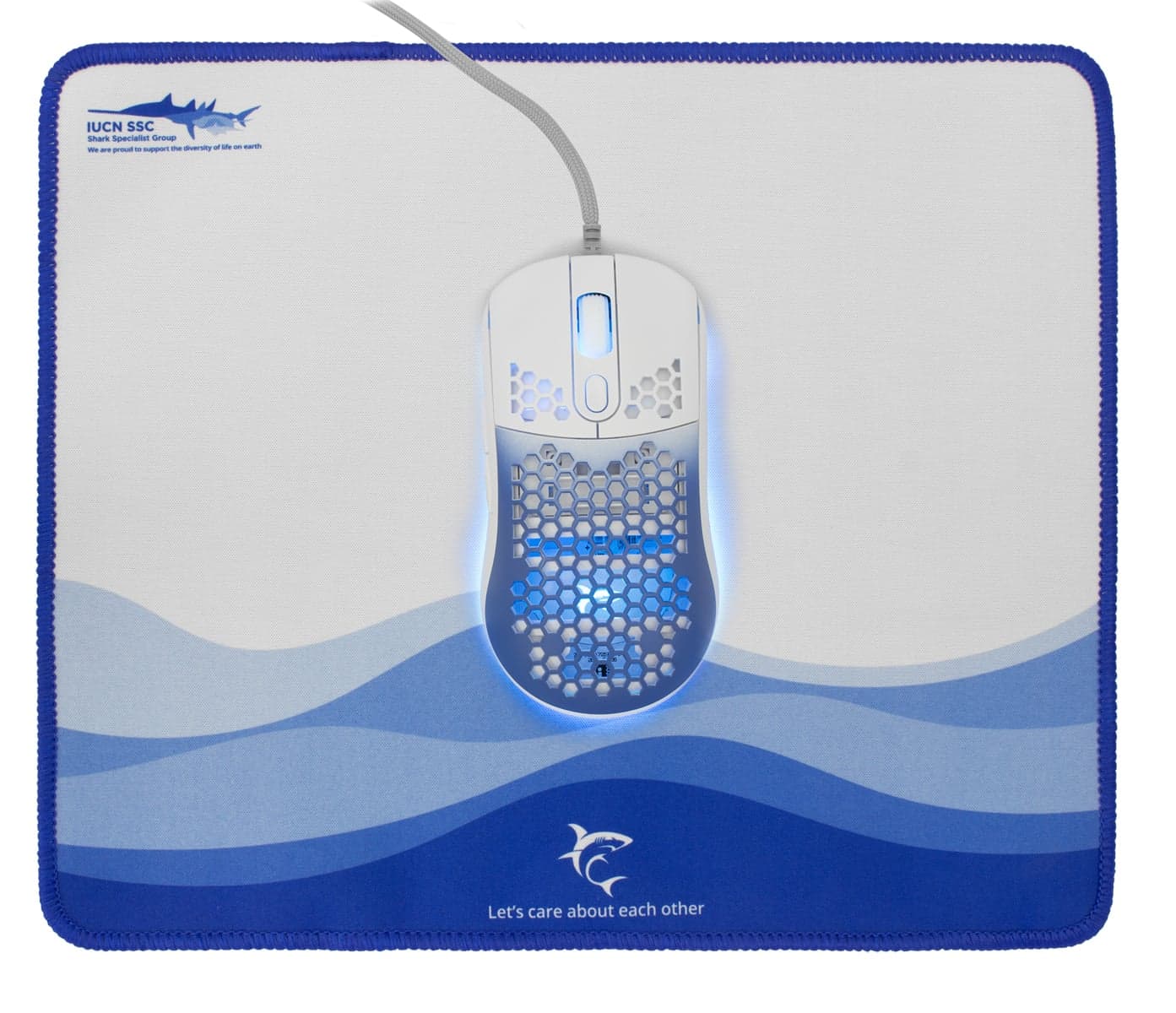 Mouse Ottico USB 7200 Dpi 6 Tasti Retroilluminazione LED RGB con Tappetino 30x25 - White Shark ICSB-GMP2201WB