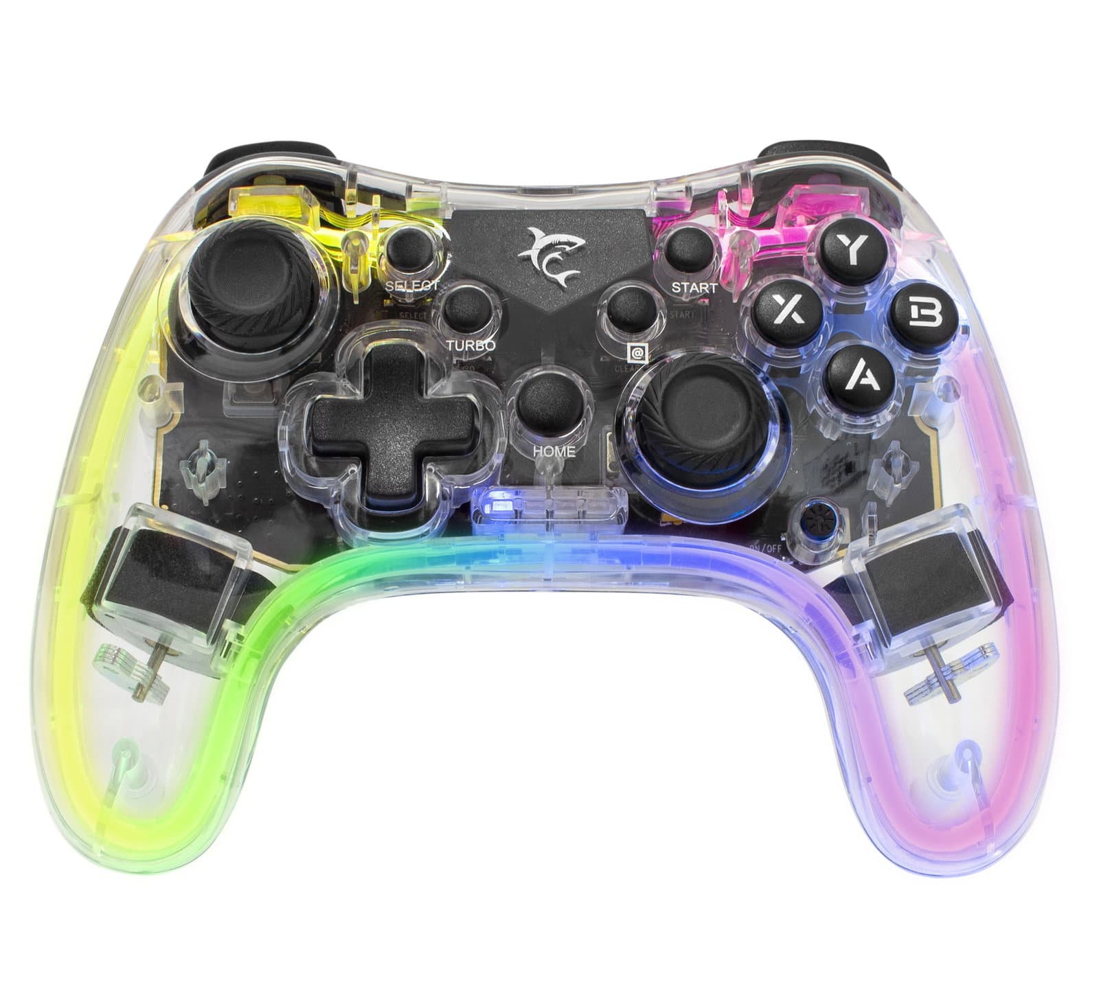 Joypad Controller di Gioco con Retroilluminazione LED e Doppia Vibrazione USB-C e Bluetooth - White Shark ICSB-GPW8039T