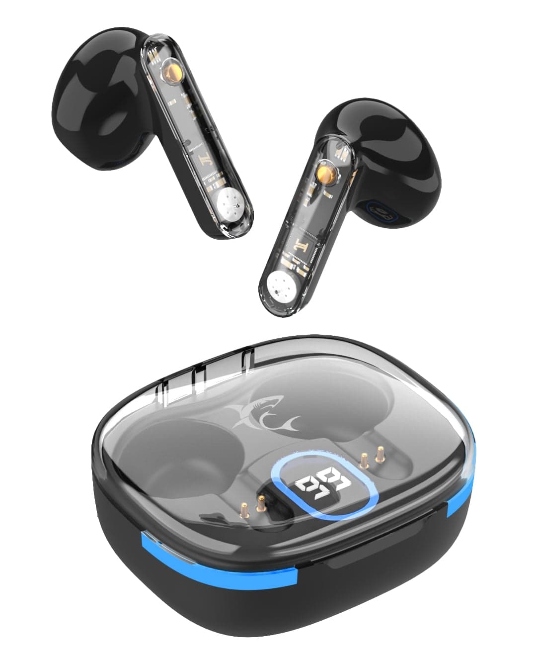 Auricolari Wireless BT 5.3 Custodia Ricarica con Display Nero - White Shark ICSB-HYPERBEATB