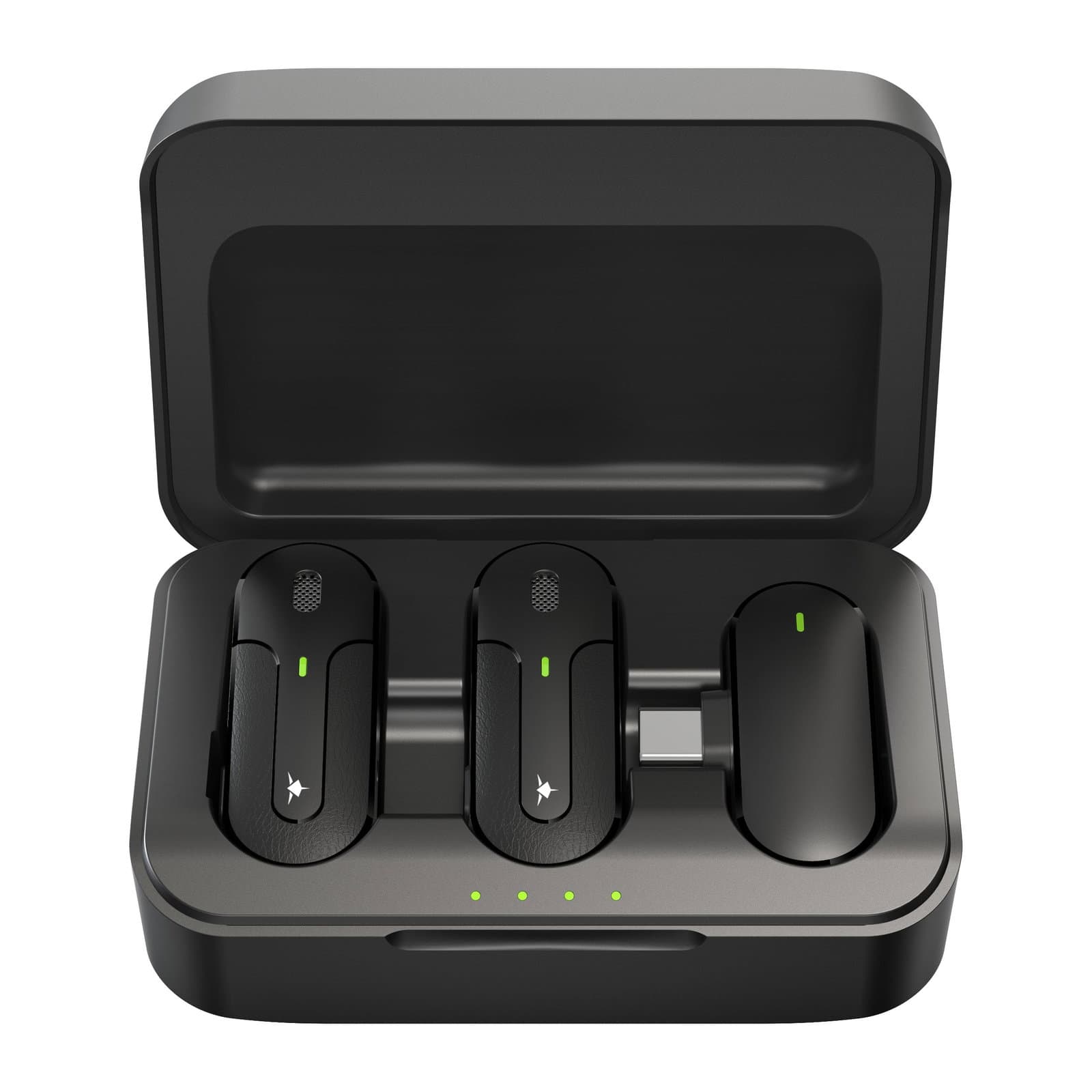 Set 2 Mini Microfoni Lavalier Wireless con Ricevitore USB-C e Custodia di Ricarica, IKORO - White Shark ICSB-IKORO
