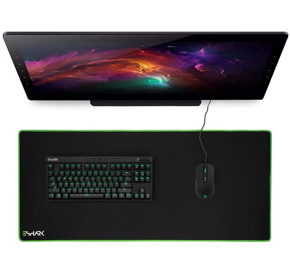 Mousepad gaming extra large 900x400 mm nero/verde - eShark ICSB-KARUTA