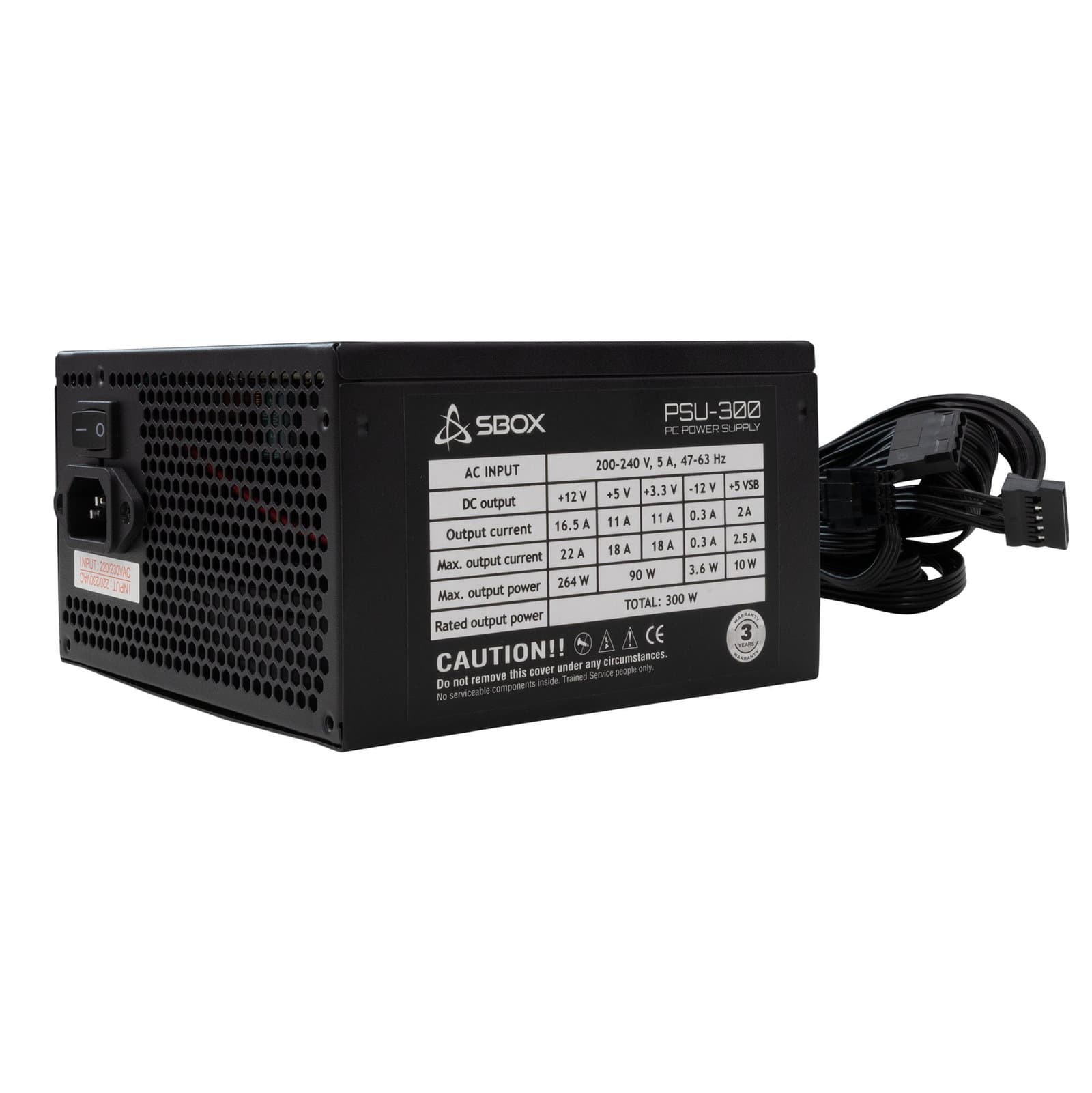 Alimentatore per PC 300W ATX Ventola 12cm, PSU-300/R - Sbox ICSB-PSU300R