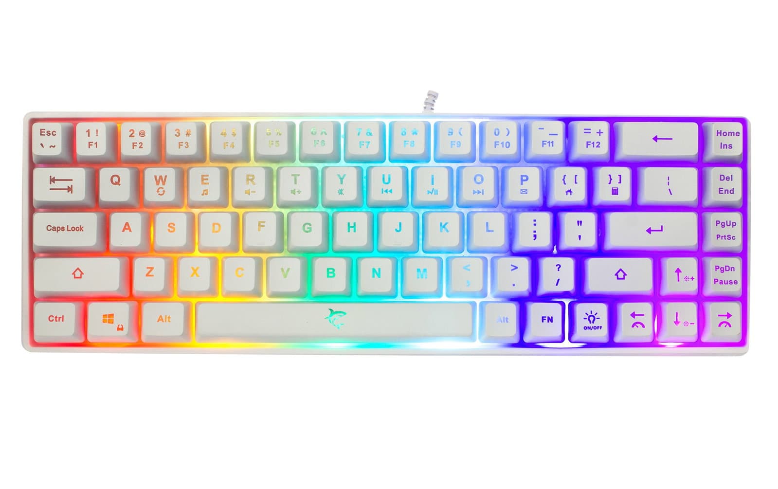 Tastiera Gaming USB 68 Tasti con Retroilluminazione LED RGB Bianco - White Shark ICSB-RONINW-US