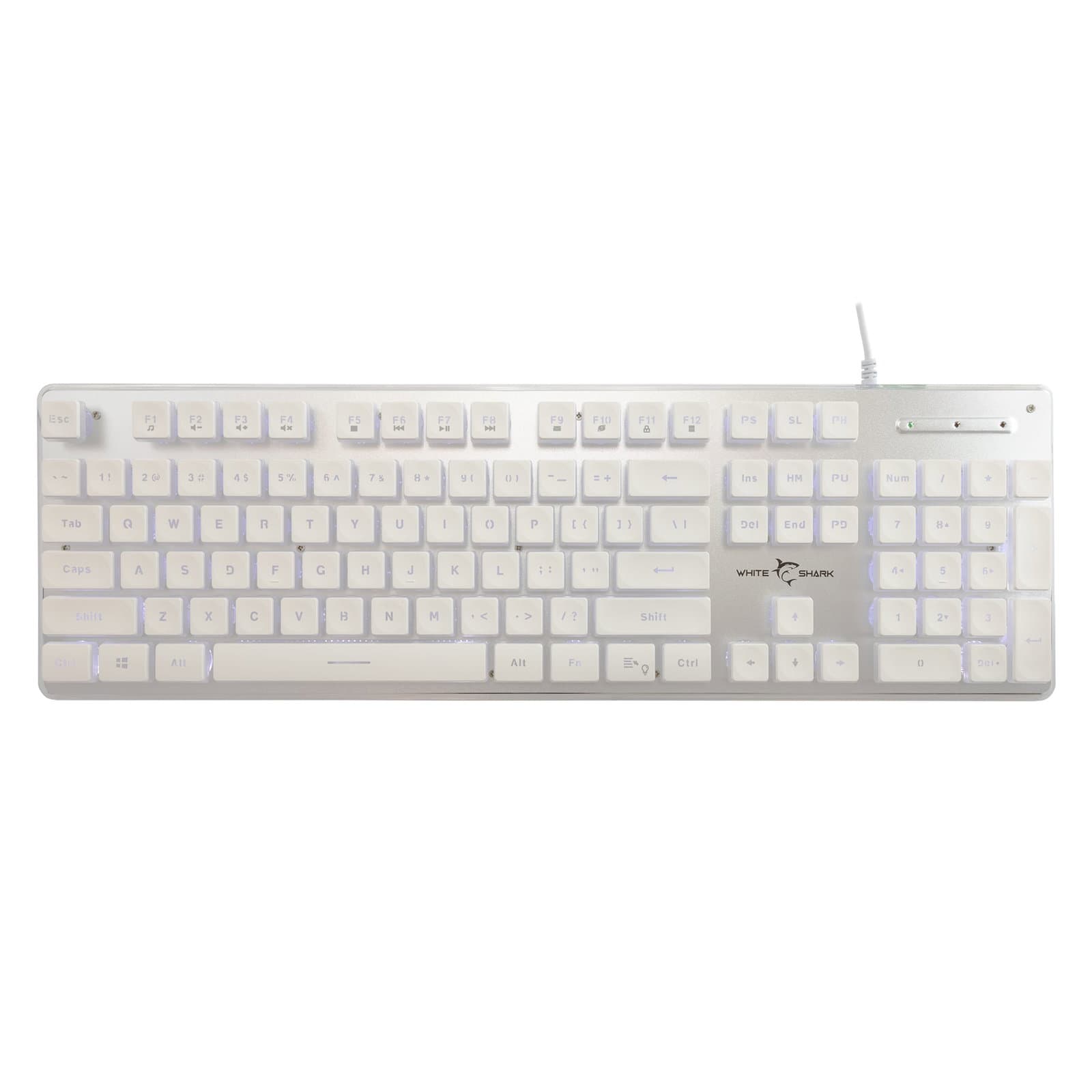 Tastiera Gaming USB 104 Tasti con Retroilluminazione LED Bianca - White Shark ICSB-TACHIWH