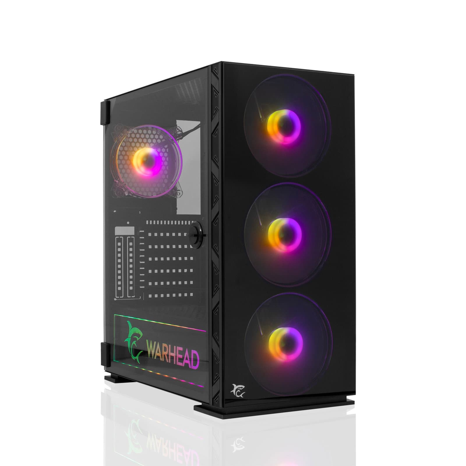 Case PC Chassis ATX Mid Tower con 3 Ventole 14cm e 1 Ventola 12cm Nero - White Shark ICSB-WARHEAD