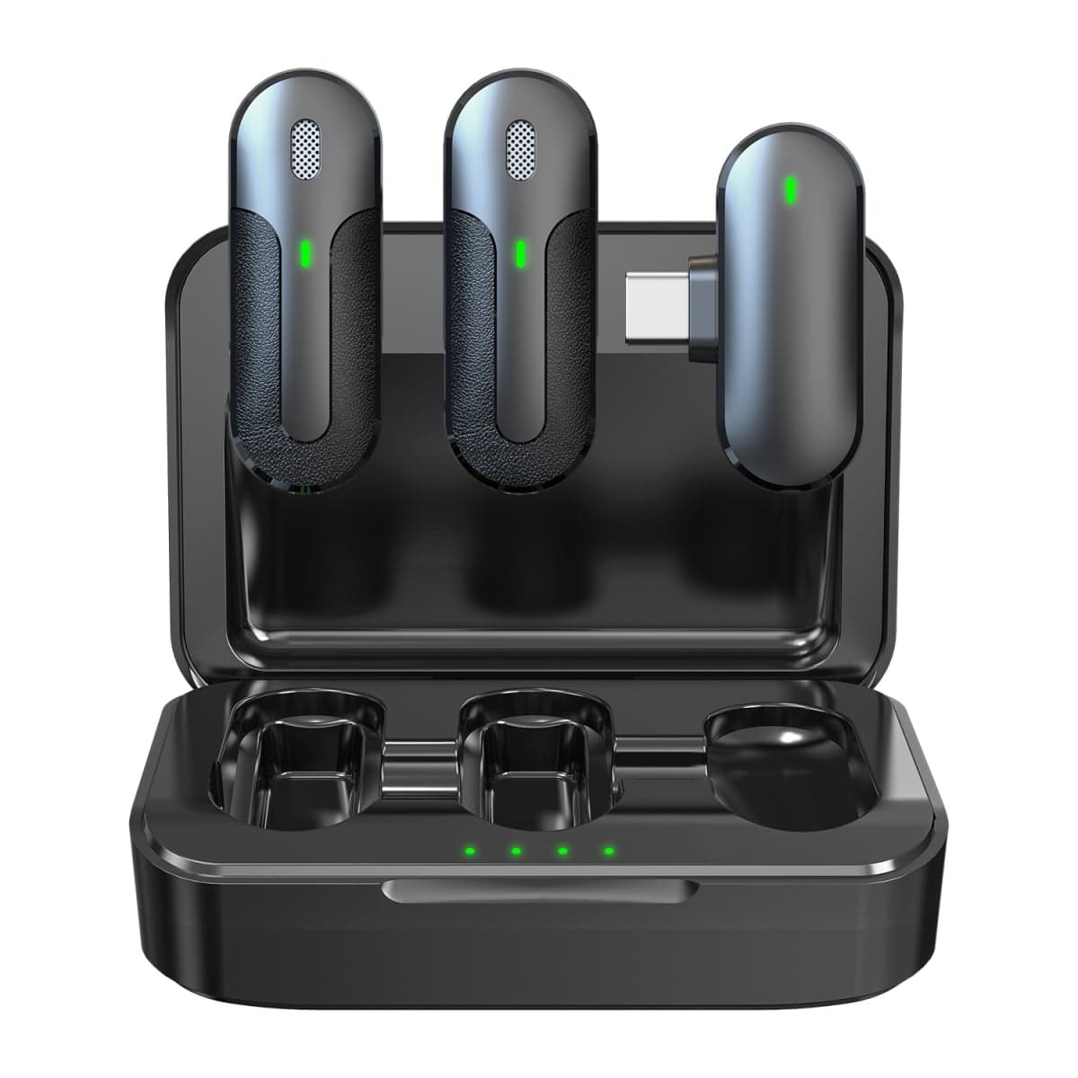 Set 2 Mini Microfoni Lavalier Wireless con Ricevitore USB-C e Custodia Ricarica - Technaxx ICTX-TX301