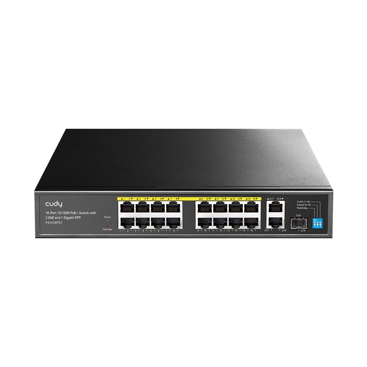 Switch PoE+ 10/100M 16 Porte con 2 GbE e 1 Porta SFP - Cudy ICU-FS1018PS1