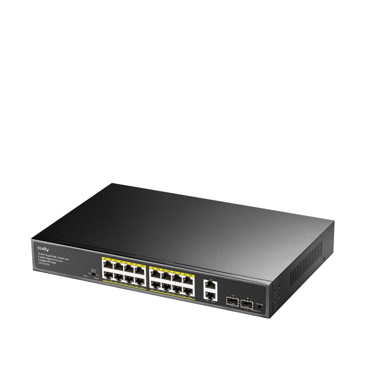 Switch Gigabit PoE+ 16 Porte con 2 Uplink GbE e 2 SFP - Cudy ICU-GS1018PS2