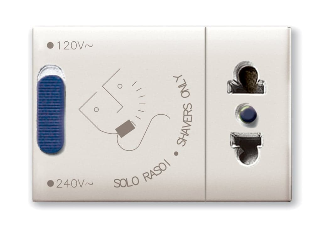 Presa Rasoi Euroamericana 230V 20VA con Trasformatore 3 Moduli Bianco Lucido - AVE ICV-441033RS