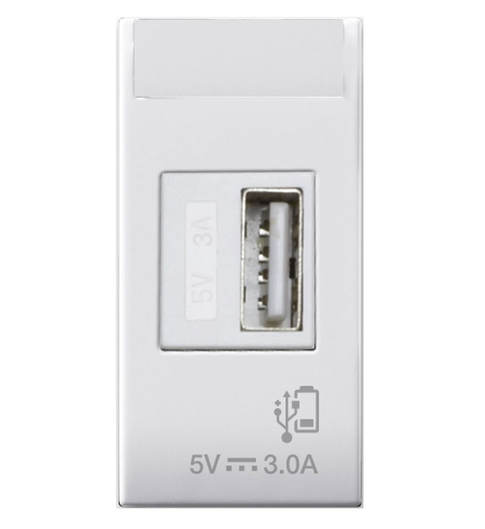 Caricatore USB-A 3A 5V 1 Modulo Bianco Lucido - AVE ICV-441082USB3A