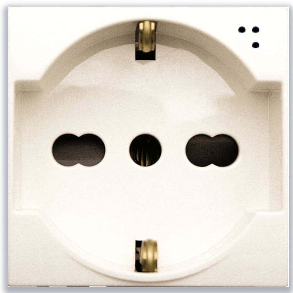 Presa Schuko Bipasso Universale 2P+T 10/16A 250V 2 Moduli Bianco Lucido - AVE ICV-441090/15TS
