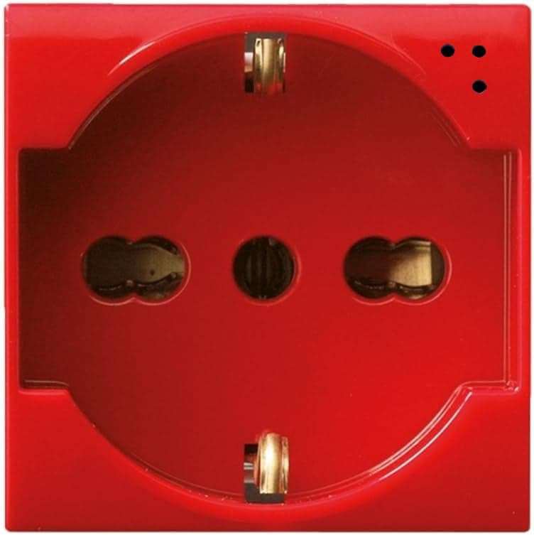 Presa Schuko Bipasso Universale 2P+T 10/16A 250V 2 Moduli Rosso Lucido - AVE ICV-442090/15TSR
