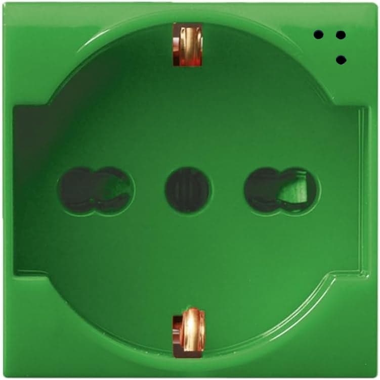 Presa Schuko Bipasso Universale 2P+T 10/16A 250V 2 Moduli Verde Lucido - AVE ICV-442090/15TSV