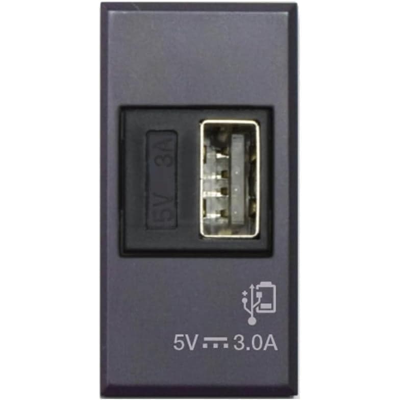 Caricatore USB universale USB-A 3A 240V 1 modulo grigio opaco - AVE ICV-445082USB3A