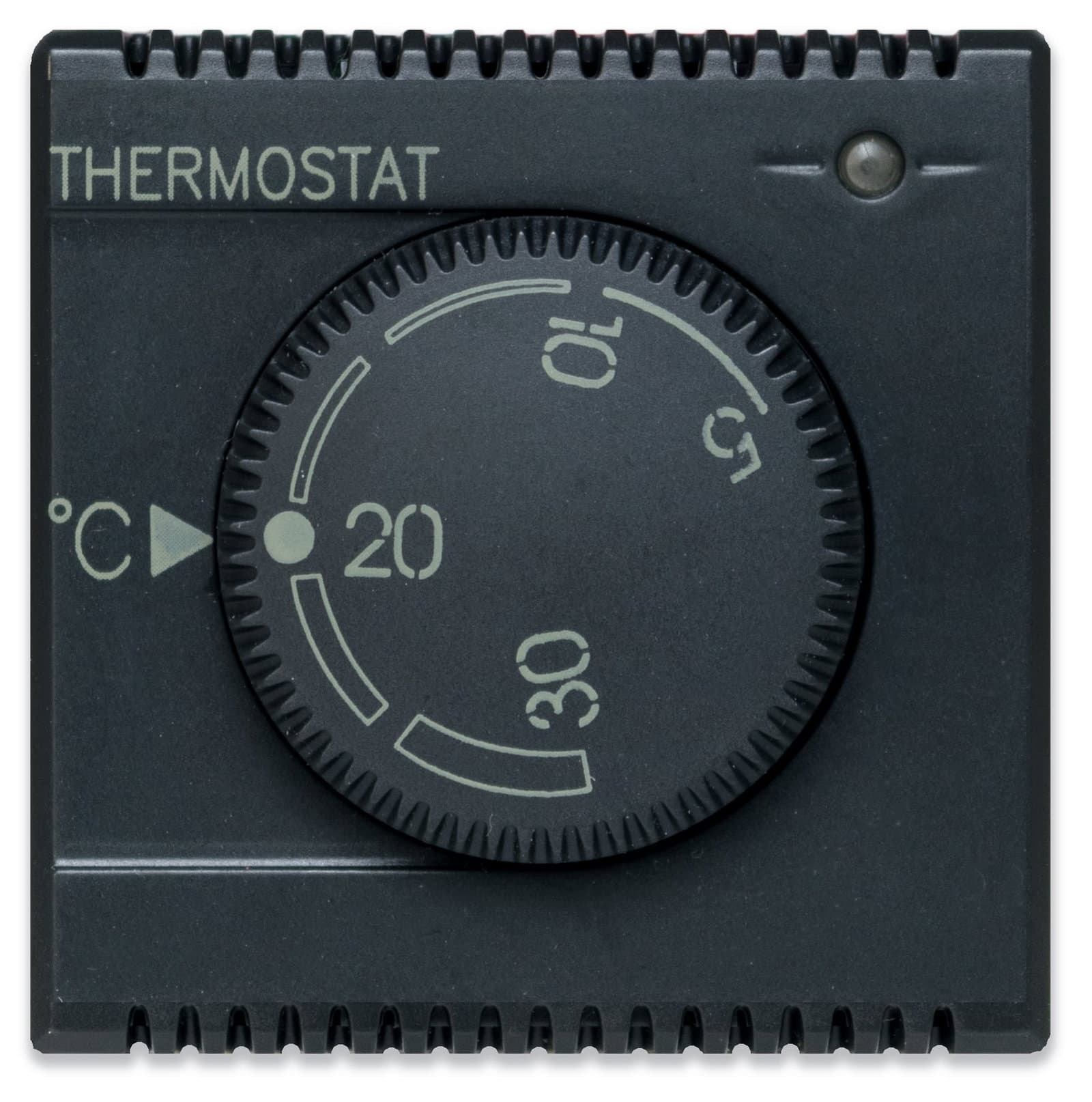 Termostato elettronico a manopola 230V NA+NC 5A 2 moduli grigio opaco - AVE ICV-445085
