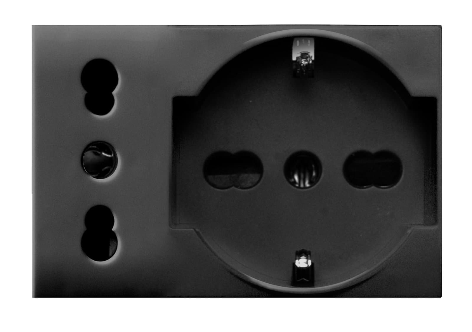 Presa Schuko bipasso + italiana P17/11 2P+T 10/16A 250V 3 moduli grigio opaco - AVE ICV-44509015MB