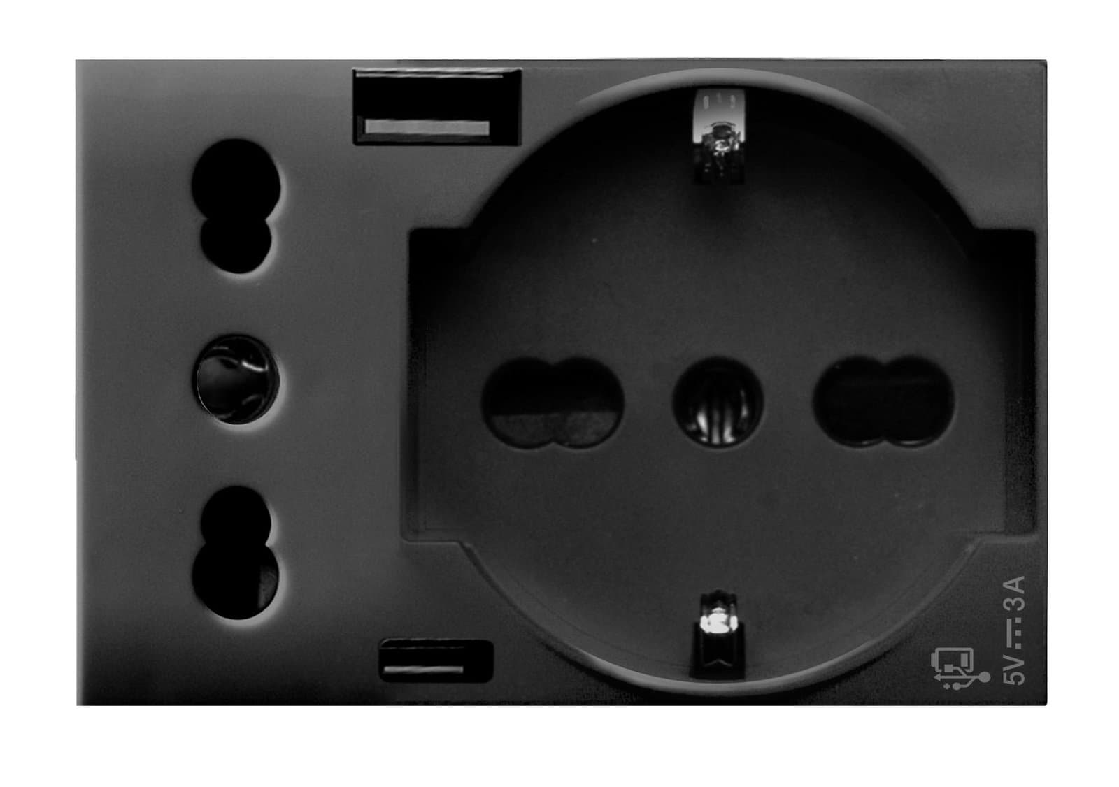 Presa Schuko bipasso + italiana P17/11 con USB-A e USB-C 2P+T 10/16A 250V 3 moduli grigio - AVE ICV-44509015USB