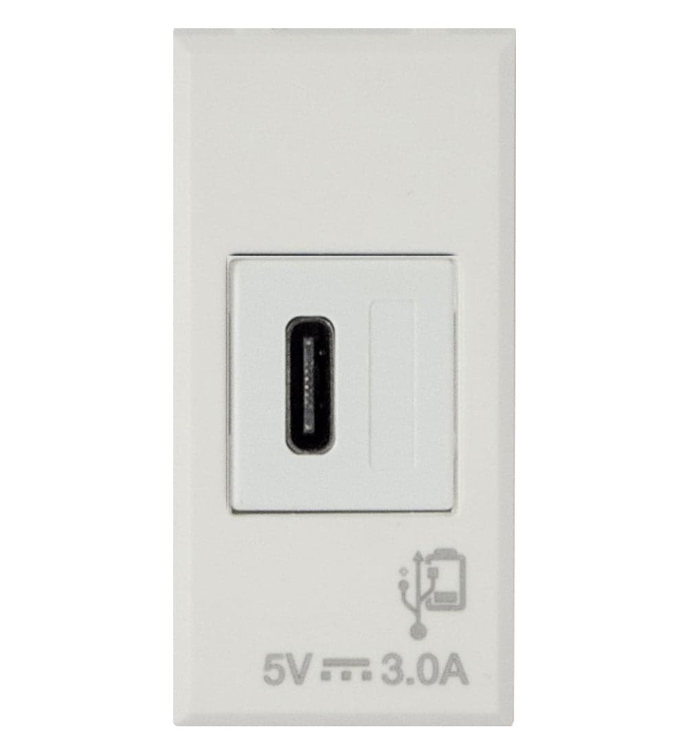 Caricatore USB-C 3A 240V 1 Modulo Bianco Opaco - AVE ICV-446082USBC
