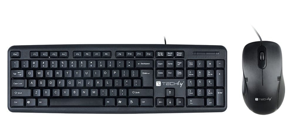 Kit tastiera e mouse USB nero - Techly IDATA 955-USB-KT