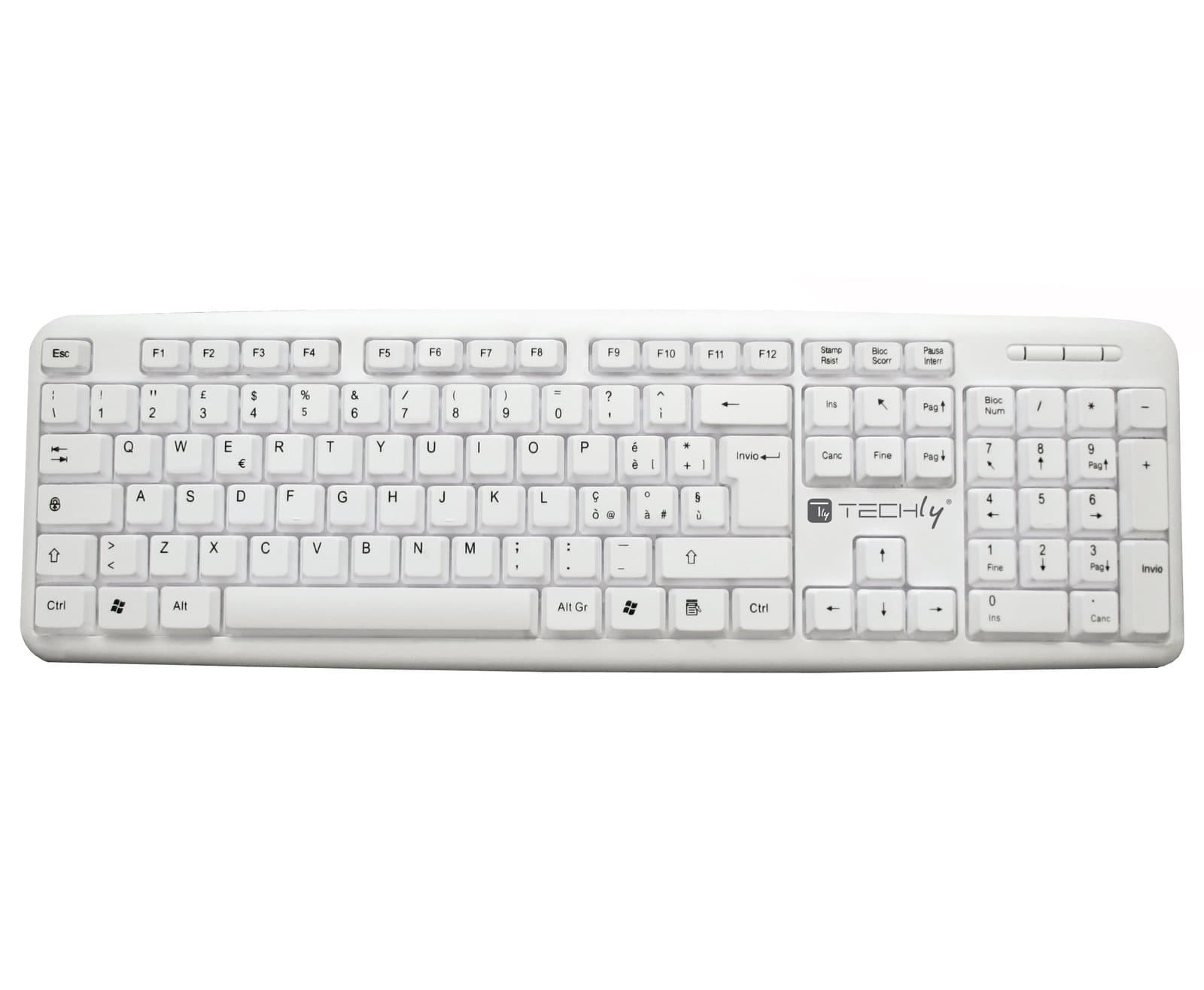 Tastiera USB 105 Tasti Bianco - Techly IDATA 955-UWH