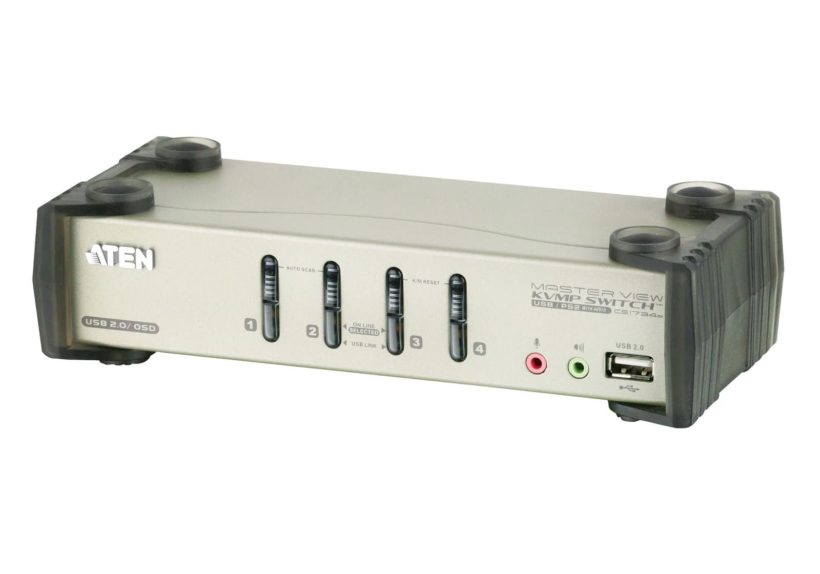Switch KVM VGA 4 porte USB/PS2 con audio e OSD - Aten CS1734B