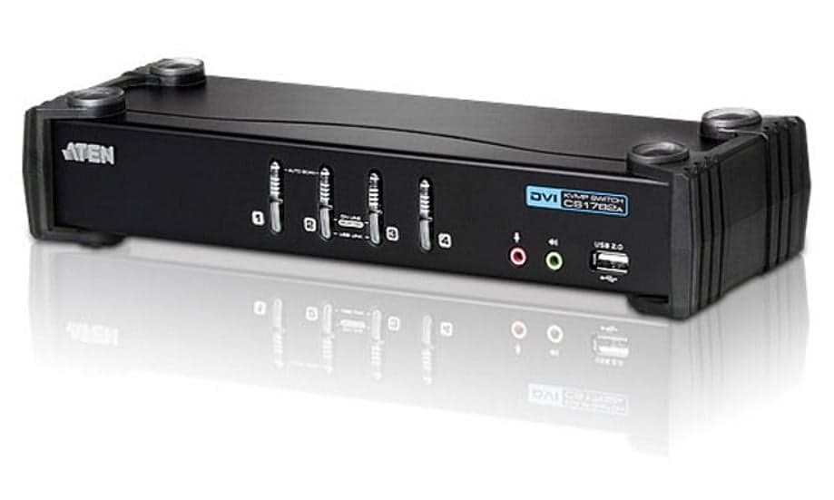 Switch KVM USB DVI a 4 Porte con Audio e Hub USB - Aten IDATA CS-1764