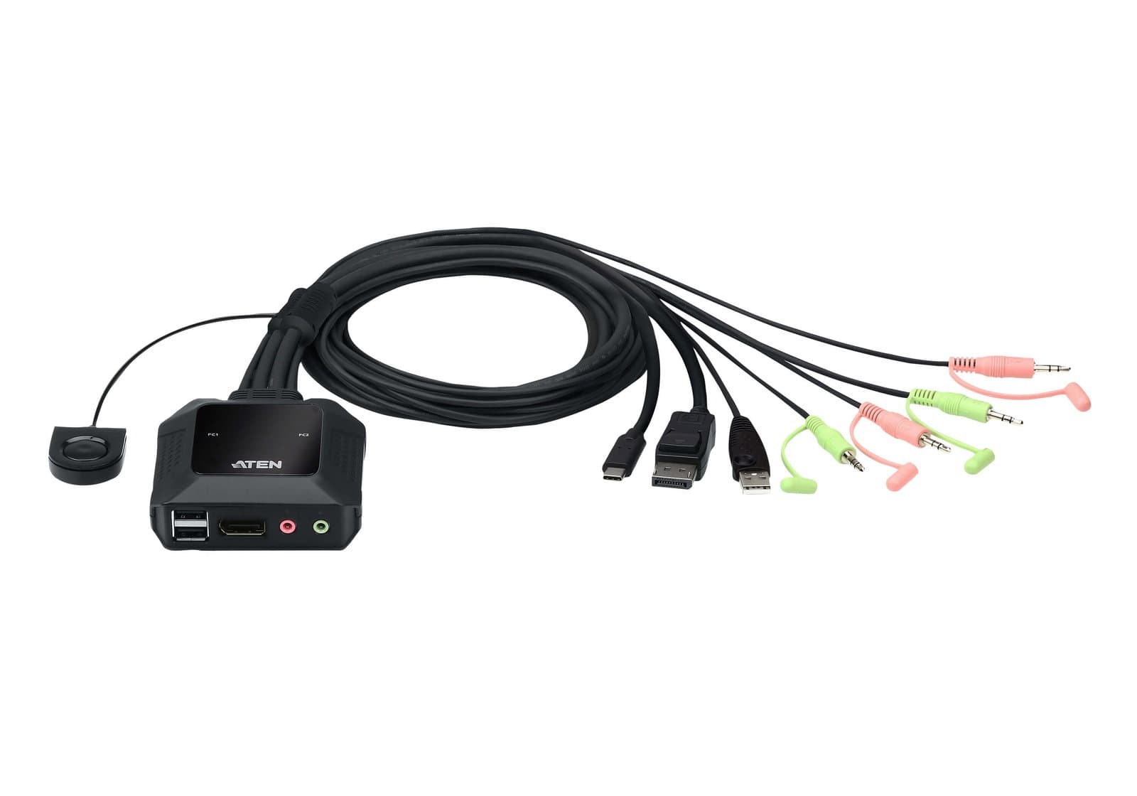 Switch KVM Cablato Ibrido DisplayPort USB-C a 2 porte - Aten IDATA CS-52DP