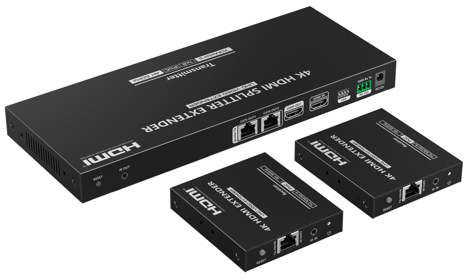 Splitter extender HDMI 1x2 con IR su Cat6/6a/7 70m - Techly NP IDATA EX-HL21TY3
