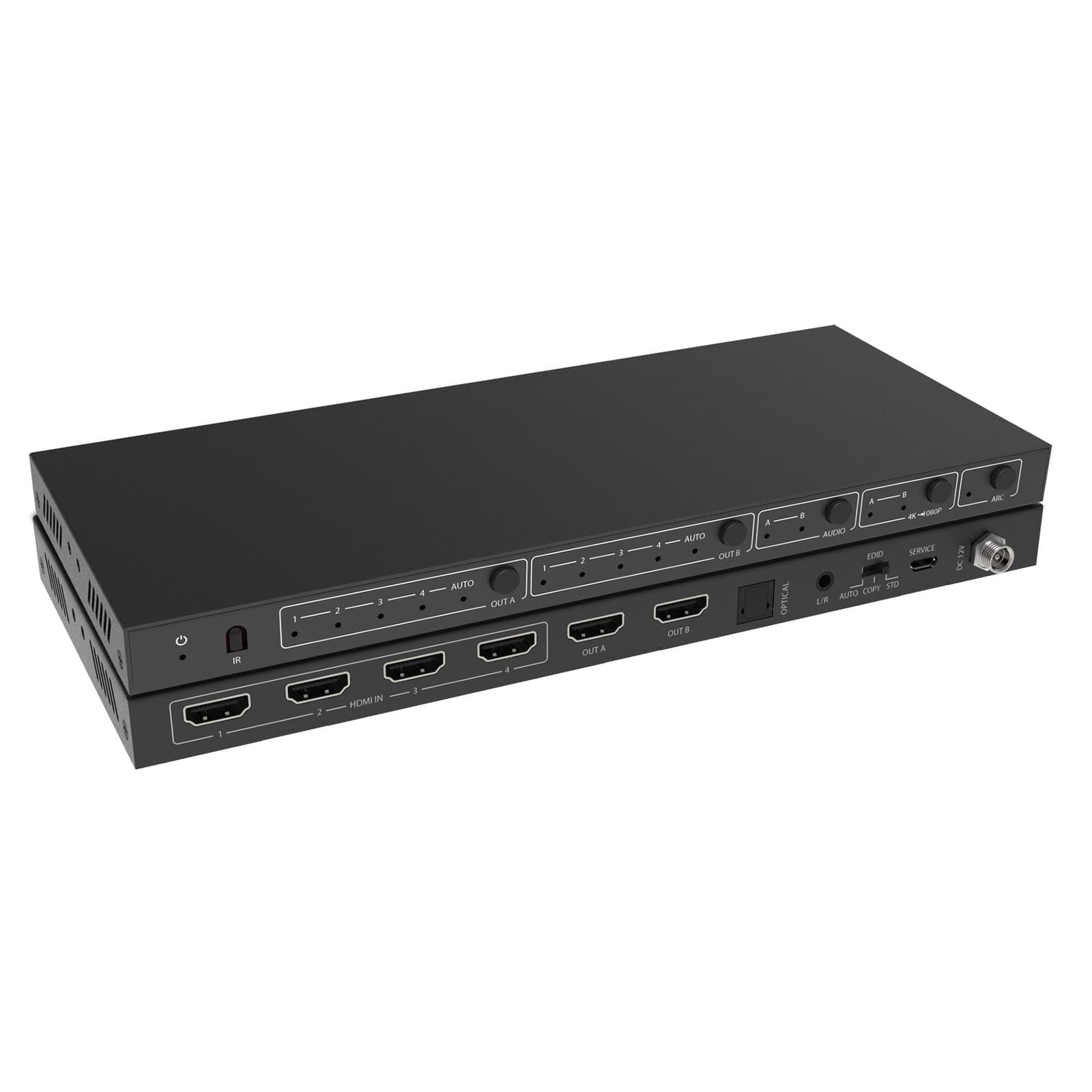 Matrix Switch HDMI 2.0 4x2 18Gbps 4k@60Hz con estrattore audio - Techly IDATA HDMI-H42EA