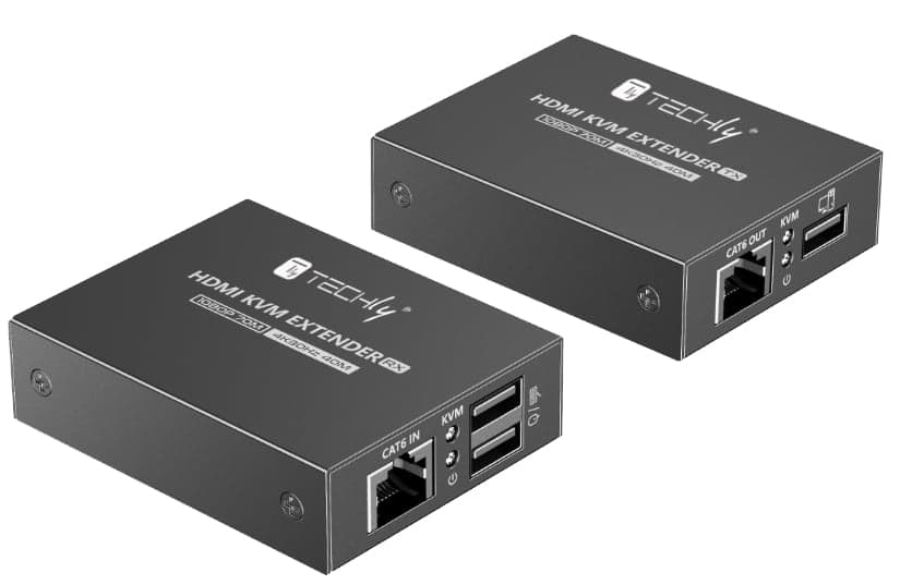 HDMI KVM Extender su Cavo di Rete 1080p@60Hz fino a 70m 4K fino a 40m - Techly IDATA HDMI-KVM372